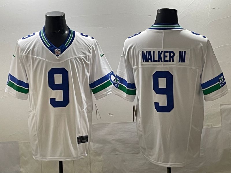Men 2025 Seattle Seahawks #9 Walker iii White retro Three generations Nike Limited NFL Jersey style 1->seattle seahawks->NFL Jersey